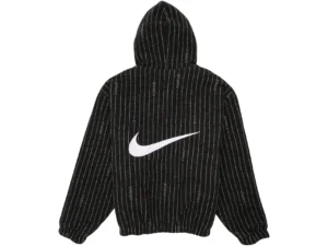 Nike x Stussy Chamarra de Lana a Rayas Negra parte trasera