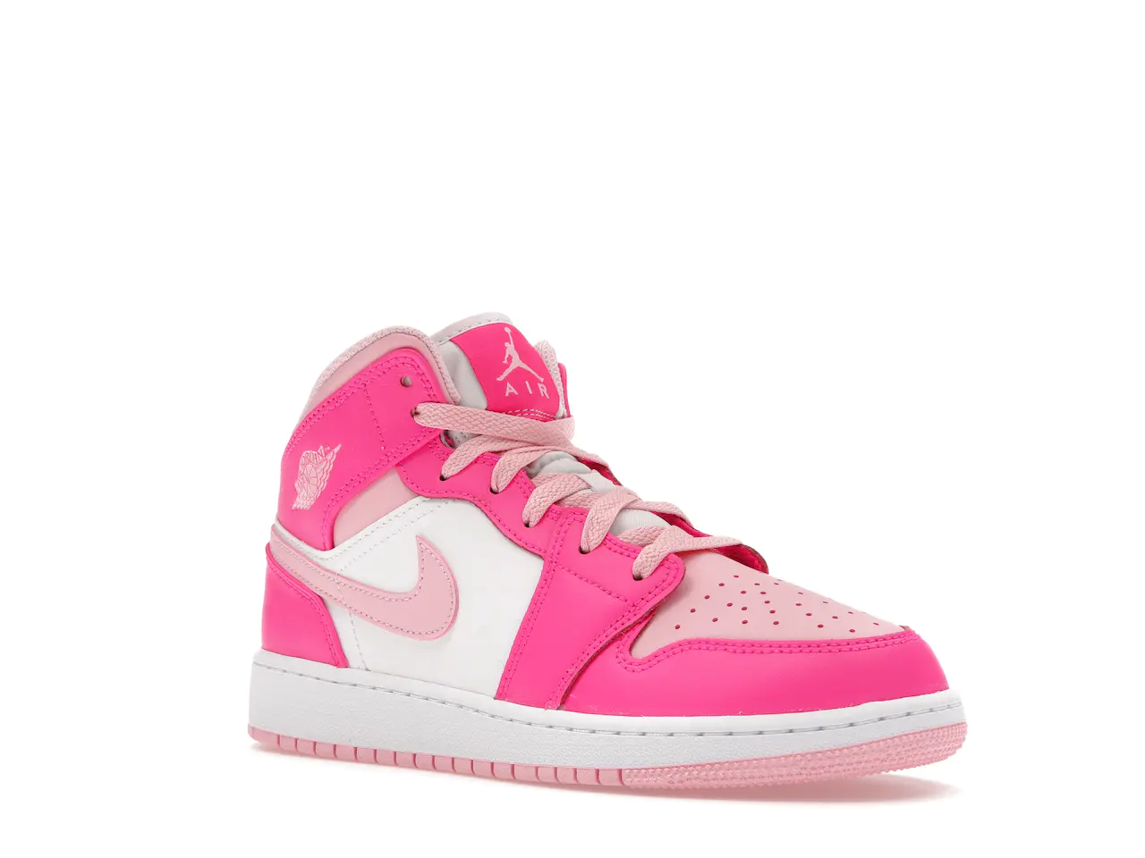 Jordan 1 Mid Fierce Pink (Niños) FD8780-116 minymal tenis sneakers 2 Jordan 1 Mid Fierce Pink (Niños) parte delantera derecha