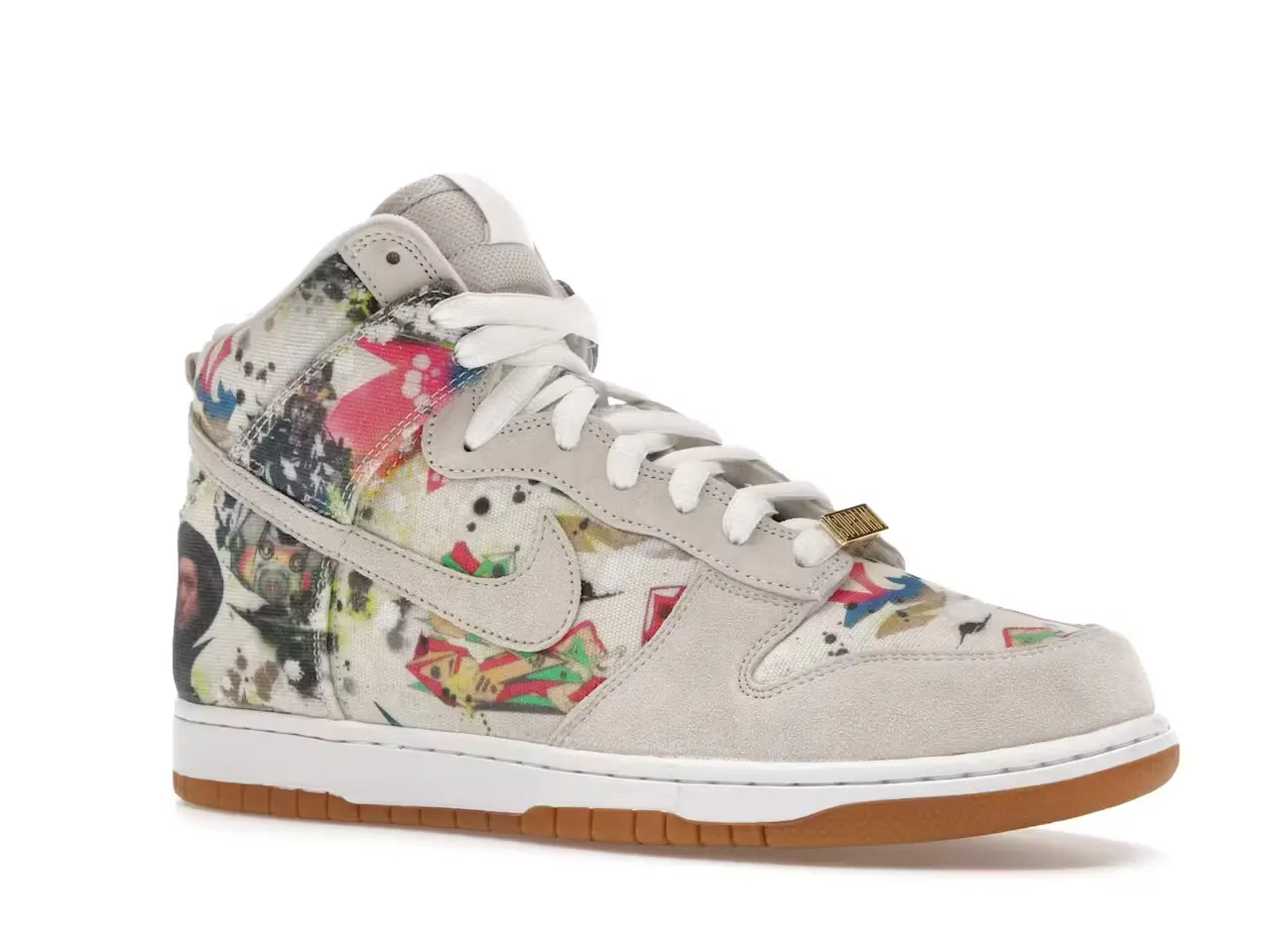 Nike SB Dunk High Pro x Supreme Rammellzee FD8779-100 minymal tenis sneakers 2 Nike SB Dunk High Pro x Supreme Rammellzee parte delantera derecha