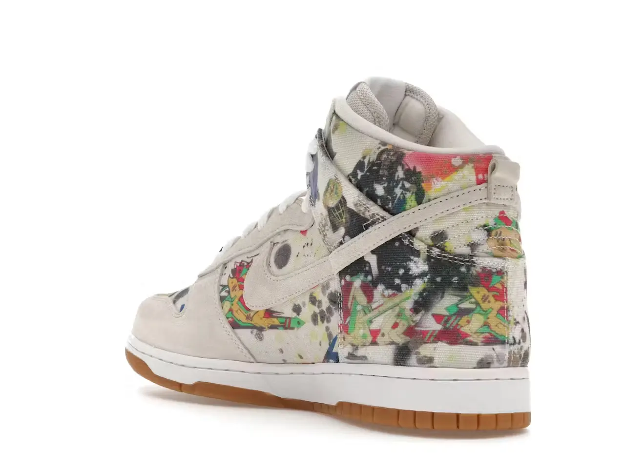 Nike SB Dunk High Pro x Supreme Rammellzee FD8779-100 minymal tenis sneakers 3 Nike SB Dunk High Pro x Supreme Rammellzee parte izquierda trasera
