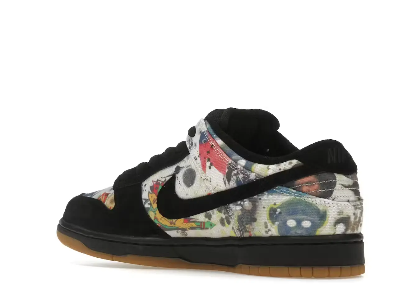 Nike SB Dunk Low x Supreme Rammellzee FD8778-001 minymal tenis sneakers 3 Nike SB Dunk Low x Supreme Rammellzee parte trasera izquierda