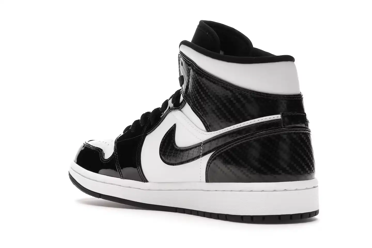 Jordan 1 Mid – Carbon Fiber DD1649-001 sneakers minymal tenis 3 tenis Jordan 1 Mid - Carbon Fiber parte trasera izquierda