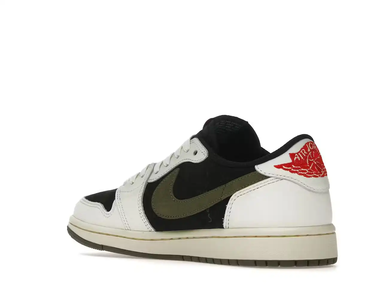 Jordan 1 Retro Low OG SP x Travis Scott Olive (Mujer) DZ4137-106 minymal tenis sneakers 3 Jordan 1 Retro Low OG SP x Travis Scott Olive (Mujer) parte trasera izquierda minymal