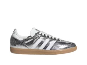 tenis para mujer adidas Samba OG Metallic Silver Cracked Leather JR0035 minymal sneakers